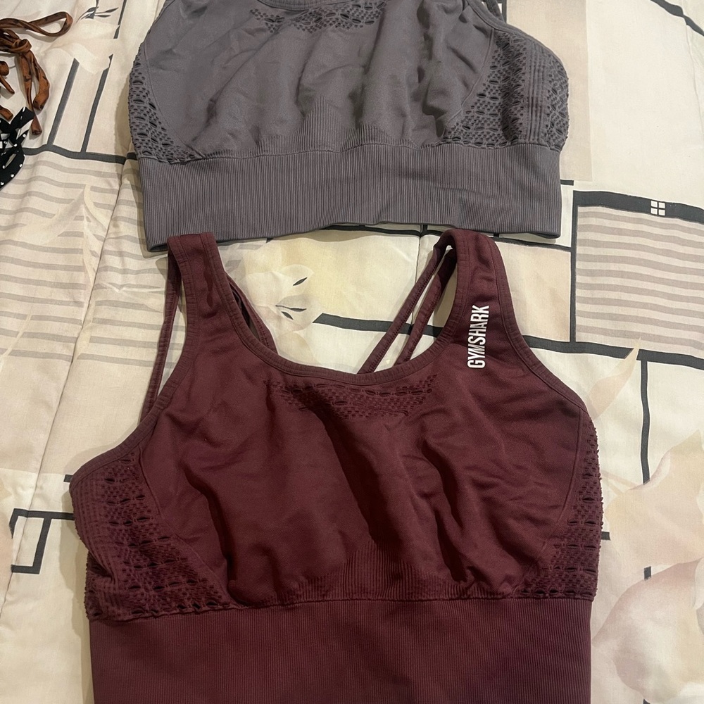 Gymshark Women's Sports Bra Bundle - Maroon and Grey
